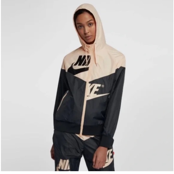 Nike Black & Blush Zip Nylon Sweater With Hood - Picture 2 of 3